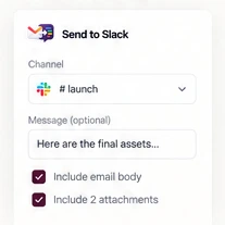 The Gmail To Slack panel with the channel launch selected